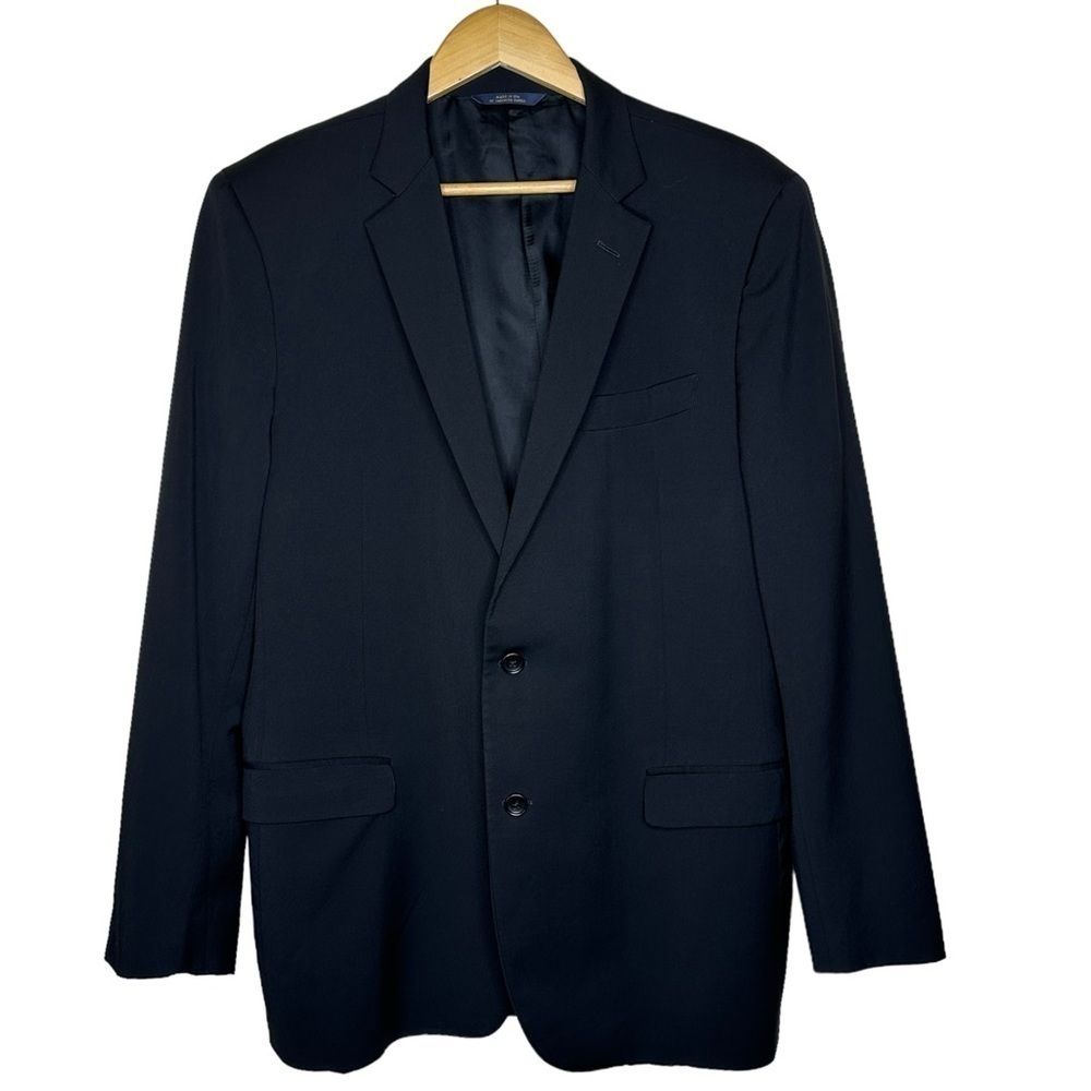 Brooks Brothers Fitzgerald Black Wool Blazer Sport Coat Size 44L